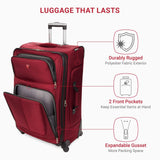 SWISSGEAR Sion Softside Expandable Spinner Luggage Durable Lightweight Travel Suitcase, Burgundy, Checked - Large 29 - Inch