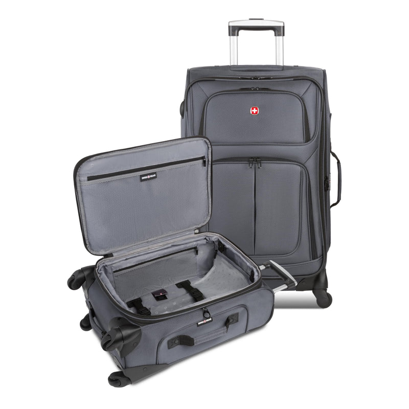 SWISSGEAR Sion Softside Expandable Spinner Luggage Durable Lightweight Travel Suitcase, Dark Grey, 2-Piece Set (21/25)