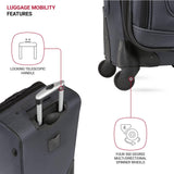 SWISSGEAR Sion Softside Expandable Spinner Luggage Durable Lightweight Travel Suitcase, Dark Grey, 2-Piece Set (21/25)