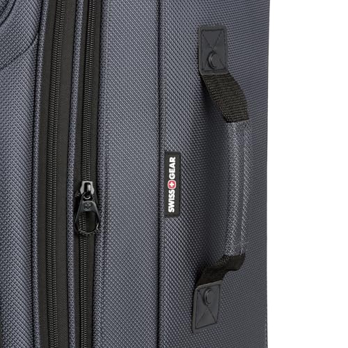 SWISSGEAR Sion Softside Expandable Spinner Luggage Durable Lightweight Travel Suitcase, Dark Grey, 3 - Piece Set (21/25/29)