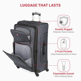 SWISSGEAR Sion Softside Expandable Spinner Luggage Durable Lightweight Travel Suitcase, Dark Grey, 3 - Piece Set (21/25/29)