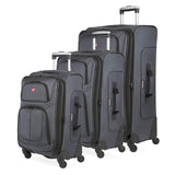 SWISSGEAR Sion Softside Expandable Spinner Luggage Durable Lightweight Travel Suitcase, Dark Grey, 3-Piece Set (21/25/29)