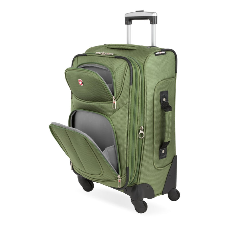 SWISSGEAR Sion Softside Expandable Spinner Luggage Durable Lightweight Travel Suitcase, Evergreen, Carry - On 21 - Inch