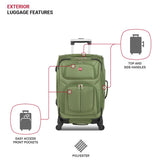 SWISSGEAR Sion Softside Expandable Spinner Luggage Durable Lightweight Travel Suitcase, Evergreen, Carry - On 21 - Inch