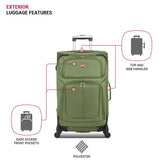 SWISSGEAR Sion Softside Expandable Spinner Luggage Durable Lightweight Travel Suitcase, Evergreen, Checked - Medium 25 - Inch