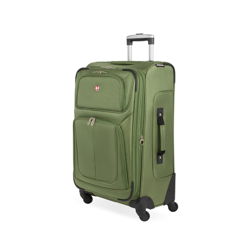 SWISSGEAR Sion Softside Expandable Spinner Luggage Durable Lightweight Travel Suitcase, Evergreen, Checked - Medium 25 - Inch