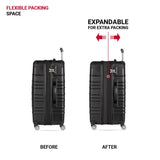 SwissGear Sonic Pro Lightweight Hardside Expandable Luggage Set with Spinner Wheels and TSA Lock, Black, 3 - Piece Set (20/24/28)