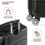 SwissGear Sonic Pro Lightweight Hardside Expandable Luggage Set with Spinner Wheels and TSA Lock, Black, 3 - Piece Set (20/24/28)