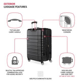 SwissGear Sonic Pro Lightweight Hardside Expandable Luggage Set with Spinner Wheels and TSA Lock, Black, 3 - Piece Set (20/24/28)