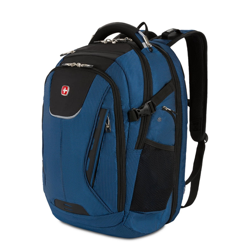 SwissGear Travel Tech Elite Laptop Backpack – Fits Laptops up to 16” – ScanSmart TSA - Friendly Backpack with USB Port, Shoe Compartment & Organizer Pockets – Blue/Black