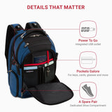 SwissGear Travel Tech Elite Laptop Backpack – Fits Laptops up to 16” – ScanSmart TSA - Friendly Backpack with USB Port, Shoe Compartment & Organizer Pockets – Blue/Black