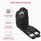 SwissGear Travel Tech Elite Laptop Backpack – Fits Laptops up to 16” – ScanSmart TSA - Friendly Backpack with USB Port, Shoe Compartment & Organizer Pockets – Heather Grey