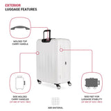 SwissGear Wanderlust Pro Lightweight Hardside Expandable Luggage Set with Spinner Wheels, White, 3 - Piece Set (20/24/28)