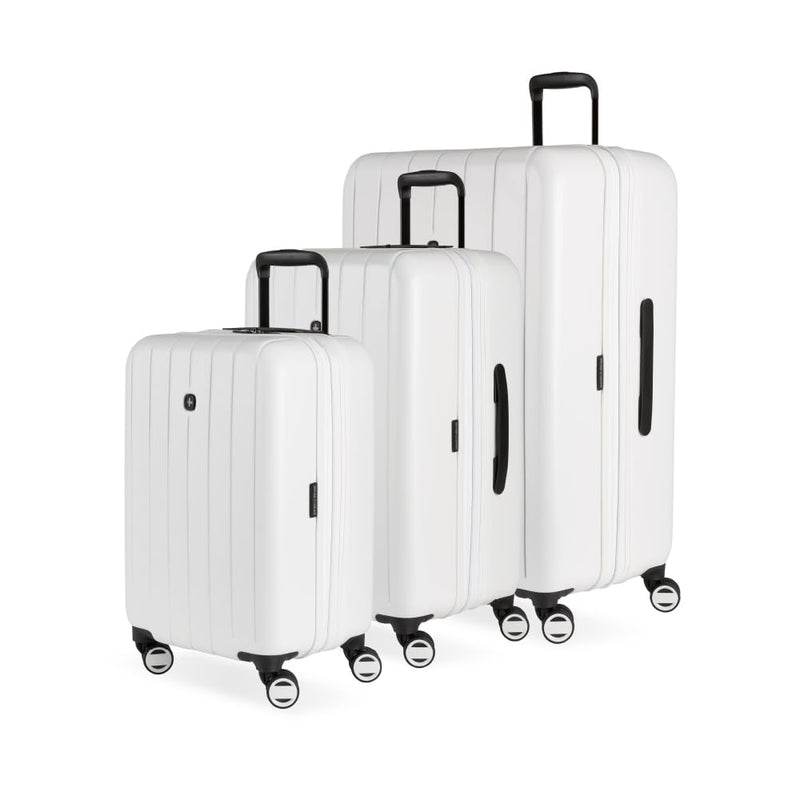 SwissGear Wanderlust Pro Lightweight Hardside Expandable Luggage Set with Spinner Wheels, White, 3 - Piece Set (20/24/28)