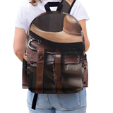 SYJTGDE Half Printed Backpack Horse Saddle With A Cowboy Hat Wild A High - end And Fashionable Backpack Perfect for Travel And Work.