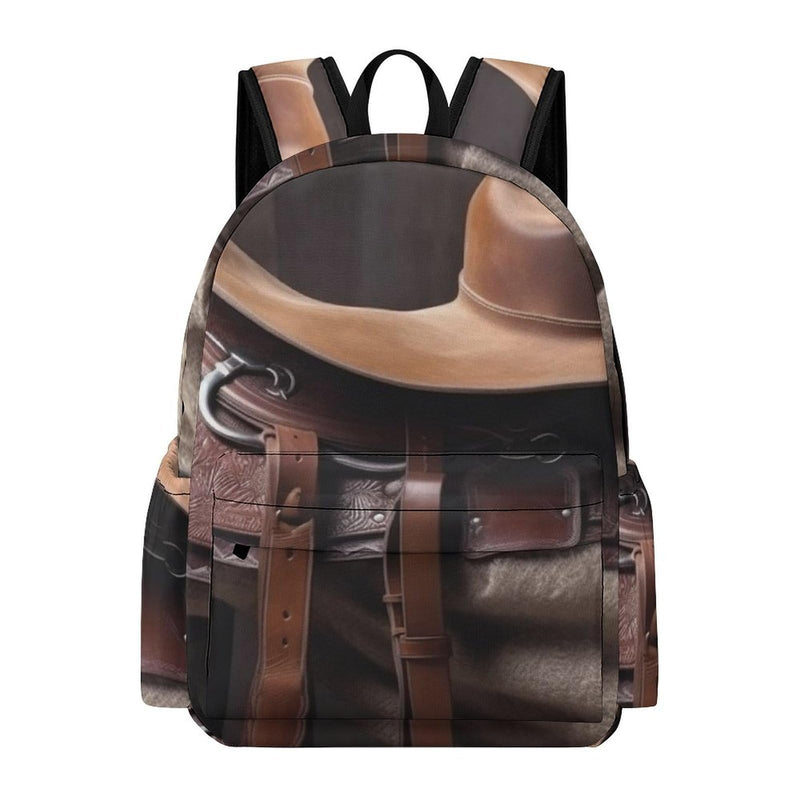 SYJTGDE Half Printed Backpack Horse Saddle With A Cowboy Hat Wild A High - end And Fashionable Backpack Perfect for Travel And Work.