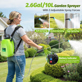 Sylsmart Battery Powered Backpack Sprayer 2.6Gallon, Electric Sprayer with 3 - Adjustable Sprayings, Battery Indicator, 5 Nozzles, 41" Retractable Wand, Rechargeable Garden Sprayer for Weed, Lawn&Yard