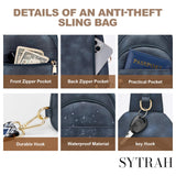 SYTRAH Anti Theft Crossbody Bags for Women, RFID Sling Bag Travel Purse, RFID Cross Body Purses Chest Bag for Travel Navy Blue