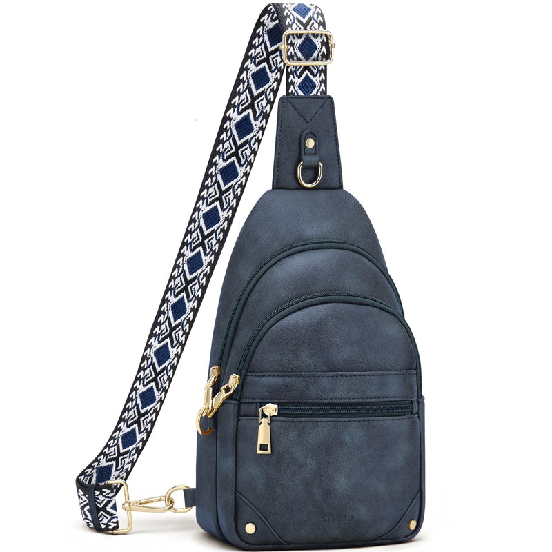 SYTRAH Anti Theft Crossbody Bags for Women, RFID Sling Bag Travel Purse, RFID Cross Body Purses Chest Bag for Travel Navy Blue