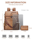 SYTRAH Leather Laptop Backpack for Women Designer Laptop Bag, 16.5 inch Travel Computer Backpacks Purse with Tassel for Work Business with Satchel Purse Brown