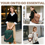 SYTRAH Leather Laptop Backpack for Women Designer Laptop Bag, 16.5 inch Travel Computer Backpacks Purse with Tassel for Work Business with Satchel Purse Brown