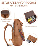 SYTRAH Leather Laptop Backpack for Women Designer Laptop Bag, 16.5 inch Travel Computer Backpacks Purse with Tassel for Work Business with Satchel Purse Brown