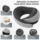 SZXYX Travel Pillows - 100% Pure Memory Foam Neck Pillow for Airplanes, Comfortable Breathable Cover, 360° Support Stowable Pillows for Sleeping, Car, Airport Travel Essentials Dark Grey