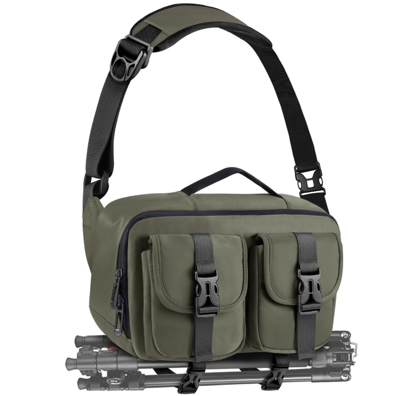 TAAOKA Camera Sling Bag,DSLR Camera Bag with Tripod Holder,Waterproof Camera Shoulder Crossbody Bag for Photographers(Green)