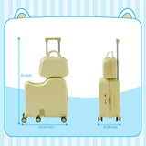 TABU Ride - on Luggage with Portable Bag for Kids，Hardshell Carry On Suitcase with Hidden Cup Holder, Foldable Pedal,Type - C & USB Interface, TSA Lock, 6 - Spinner Wheels, Yellow
