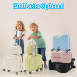 TABU Ride - on Luggage with Portable Bag for Kids，Hardshell Carry On Suitcase with Hidden Cup Holder, Foldable Pedal,Type - C & USB Interface, TSA Lock, 6 - Spinner Wheels, Yellow