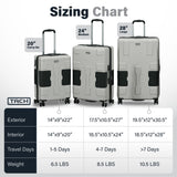 TACH Patented Connecting Hard Shell 3 Piece Luggage Set - 20, 24 & 28 inch Luggage | Carry - On, Medium & Large Rolling Suitcases - Silver
