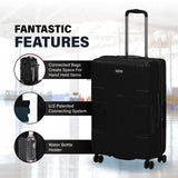 TACH Patented Connecting Hard Shell Carry - On | Roll Connected Units Right to Your Seat | Connect and Disconnect in Seconds | Rolling Suitcases - Black