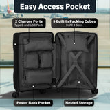 TACH Patented Connecting Hard Shell Carry - On | Roll Connected Units Right to Your Seat | Connect and Disconnect in Seconds | Rolling Suitcases - Black