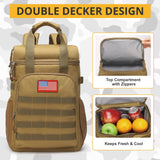 Tactical Backpack Cooler,Lunch Backpack for Men Work with Handle，Soft Cooler Backpack Insulated Waterproof Leak Proof，Heavy Ice Chest Backpack for Hiking Camping(Brown)