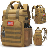 Tactical Backpack Cooler,Lunch Backpack for Men Work with Handle，Soft Cooler Backpack Insulated Waterproof Leak Proof，Heavy Ice Chest Backpack for Hiking Camping(Brown)