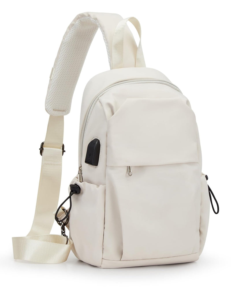 Tactical Backpacks Small Sling Bag Crossbody Backpack Shoulder Bag for Men Women, Multipurpose Anti - Theft Cross Body Chest Bags, One Strap Backpack for Walking Biking Travel Cycling Off White