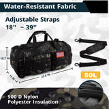 Tactical Gym Bag for Men，50L Large 3 in 1 Sports Duffle Bag with Shoes Compartment for Travel,Water Resistant Travel Backpack Weekender Overnight Bag with Wet Pocket for Women