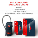 Talonport Keyless Luggage Locks TSA Approved, No Combination Needed, Lifetime Card Keys, Durable Metal Suitcase Lock for Travel Essentials & Checked Bags (Blue) (2 Pack)
