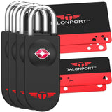 Talonport TSA Locks for Luggage – Keyless Luggage Locks TSA Approved, No Combination Needed, Lifetime Card Keys, Durable Metal Suitcase Lock for Travel Essentials & Checked Bags (Black, Four Pack)