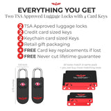 Talonport TSA Locks for Luggage – Keyless Luggage Locks TSA Approved, No Combination Needed, Lifetime Card Keys, Durable Metal Suitcase Lock for Travel Essentials & Checked Bags (Black, Two Pack)