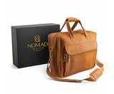 Tan Brown Leather Messenger Bag for Men, Genuine Leather Briefcase Fits 15 Inch Work Satchel for Office, Business, and Travel Use