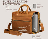 Tan Brown Leather Messenger Bag for Men, Genuine Leather Briefcase Fits 15 Inch Work Satchel for Office, Business, and Travel Use