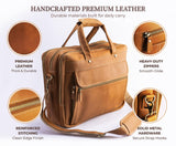 Tan Brown Leather Messenger Bag for Men, Genuine Leather Briefcase Fits 15 Inch Work Satchel for Office, Business, and Travel Use