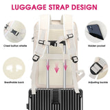 TANGCORLE Travel Backpack for Women, 50L Extra Large Capacity Backpack with USB Charging Port, Expandable 17.3 inch Laptop Backpack Mochila Flight Approved, Casual Daypack for Weekender,Beige