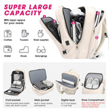 TANGCORLE Travel Backpack for Women, 50L Extra Large Capacity Backpack with USB Charging Port, Expandable 17.3 inch Laptop Backpack Mochila Flight Approved, Casual Daypack for Weekender,Beige