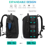 TANGCORLE Travel Carry on Backpack 50L Expandable Flight Approved Backpacks 17.3 inch Laptop and USB Charging Port bags Water Resistant Business Back Pack for Women & Men