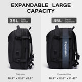 TANGCORLE Vacuum Seal Travel Backpack 45L Expandable Air Compression System Water Resistant 17 Inches Laptop Backpack for Women & Men with USB Charging Port - Vacuum Pump Included