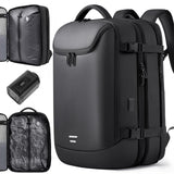 TANGCORLE Vacuum Seal Travel Backpack 45L Expandable Air Compression System Water Resistant 17 Inches Laptop Backpack for Women & Men with USB Charging Port - Vacuum Pump Included