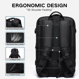 TANGCORLE Vacuum Seal Travel Backpack 45L Expandable Air Compression System Water Resistant 17 Inches Laptop Backpack for Women & Men with USB Charging Port - Vacuum Pump Included