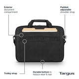 Targus 15 - 16 Inch Classic Slim Laptop Bag, Black - Ergonomic Briefcase and Messenger Bag - Spacious Foam Padded Laptop Bag for 16" Laptops and Under (TCT027US)